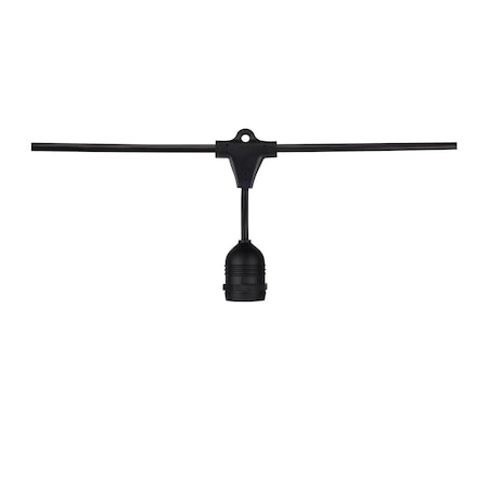 Satco 24-Foot LED String Light Fixture, 12 Socketed Black Cord and Plug Only S8039